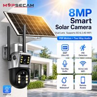 8MP Dual-Objektiv Solar-WLAN-Überwachungskamera für den Außenbereich, PTZ-Überwachungskamera mit 5G 2.4G Dual-Band WLAN, PIR-Bewegungserkennung, Zwei-Wege-Audio, IP66 Wasserdicht, Fernzugriff,
