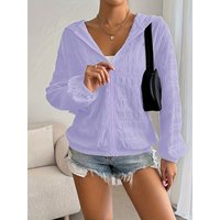 Lavender Women's Oversized Woven Hooded Casual Jacket Loose Fit Comfortable Outerwear for All Seasons Lavender