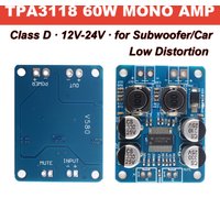 TPA3118 60W Mono Amplifier Board Class D 12V-24V Original Chip High Efficiency for DIY Speaker Car Audio Subwoofer