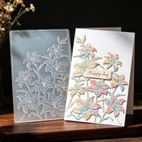Vertical Lily Flower Relief Pressing Board Handmade DIY Card 3D Embossing Mold Journal Paper Art Decoration Tool