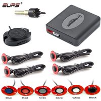 EURS Parktronic 4 sensors Car Backup Radar Parking Sensor Buzzer Detector Assistance Flat Probe System 12V Kit Universal Car Bac