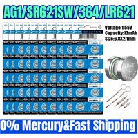 10-100PCS AG1 SR621SW Watch Battery Long-Lasting & Leak-Proof High Capacity Silver Oxide 1.55V Button Cell Batteries for Watch