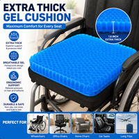 Gel Seat Cushion,Honeycomb Design Double Thick Gel,Breathable Lumbar Support Chair Cushion,with Non Slip Cover,Relieving Back