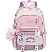 Large Capacity Cute Women Multi-Pocket Nylon Backpack Ins Junior High School Student School Bag Female Girl Backpack Laptop Book