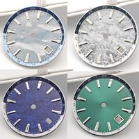 32mm Watch Dial Silver Nails Blue Luminous NH34 Dial for NH34 Movement Single Calendar Watch Face Modification Accessories