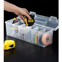 🔝Compact Tool Organizer Set 7 Piece Transparent Box Adjustable Slots for Hardware Components Fishing Tackle Jewelry Storage✨