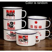 Enamel instant noodle bowl with lid soup bowl retro old style large capacity instant noodle bowl rice bowl porcelain enamel bowl