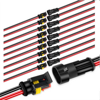 1/2/3/4 Pin Waterproof Connector, Electrical Terminal Quick Connector, 10Pcs/ 5Sets, With Wire, Suitable For Cars, Ships, Etc.