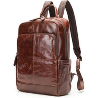 Nesitu Highend Vintage A4 Black Coffee Cowhide Top Grain Genuine Leather 14'' Laptop Women's Men Backpack Travel Bag M9196