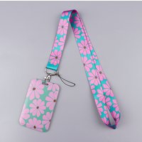 Retro Pink Floral Neck Strap Lanyard For Keys ID Card Phone Straps USB Badge Holder DIY Hanging Rope Lariat Lanyard