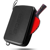 Table Tennis Sports Square Bag Large Capacity Compartment EVA Carbon Fiber Hard Shell Table Tennis Bag with Ring Buckle Zipper