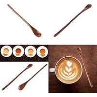 Natural Wooden Spoon Coffee Tea Cooking Dining Utensil Retro Long Handle Cutlery high quality