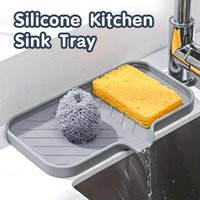 Silicone Faucet Mat Kitchen Sink Tray Soap Dispenser Sponge Drain Pad Sink SplashDrying Mat Countertop Storage SoapTray Splash