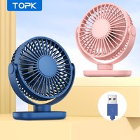 TOPK K62C Portable Mini USB Desk Fan,360°Rotation 3 Speeds Powerful Airflow,Small Cooling Fan for Bedroom Home Office Desktop