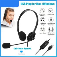 USB headset with microphone noise reduction for computer calls chat call center headset service headset