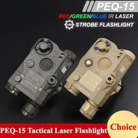 PEQ-15 Tactical Airsoft Light Red/Green Dot Hunting Scout Light LED Strobe Flashlight with Dual Control Switch for 20mm Rail