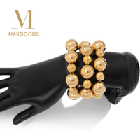 3Pcs/Set Plastics Beads Beads Chain Bracelets Gold Color Silver Color Big Ball Bangles Hand Jewelry Elastic Rope