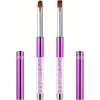 1/2pcs Oval & Flat Nail Glue Phototherapy Pen UV Gel Nail Brush Rhinestone Handle Professional Nail Art Design Brushes
