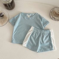 2PCS Infant Baby Boy Clothes Set Blue Short Sleeves T-shirt Shorts Summer Daily Casual Outfit for Toddler Suits 0-3Y