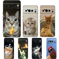 Funny Animal Cat Phone Case For Google Pixel 10A 10 9 8 7 6 Pro XL 9A 8A 6A 7A 5G Soft Shockproof TPU Black Cover