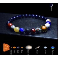 Noter Eight Planets Bracelet Men 6mm 8mm Natural Volcanic Rock Braslet Lapis Lazuli Beaded Brazalete Chakra Braclet Pulsera