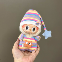 【Only clothes】 For Labubu Cute Star Pajamas17cm Mini Doll'S Clothes Outfit Accessories V1/V3 Autumn Onesie Hat Set Accessories