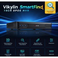 Vikylin 4K NVR 16CH 8POE Home CCTV Security Surveillance System UP to 12MP Support Smart Find Network Video Recorder P2P H.265+