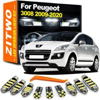 18Pcs LED Interior Dome Map Reading Luggage Plate Light Kit For Peugeot 3008 2009- 2016 2017 2018 2019 2020 Vanity Mirror Bulb
