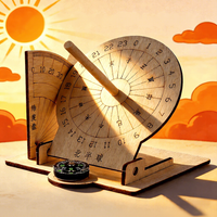Wooden STEM Equatorial Sundial Model Ancient Timekeeper Day Clock DIY Educational Kit Assembly Children'S Science Toy