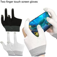 1 Pair Non Slip Nylon Cell Phone Game Controller Seamless Thumb Gloves Sweatproof Two Finger Touch Screen Gaming Gloves