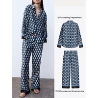 Spring New Arrival Women's Casual Shirt Collar Long Sleeve 2Pcs Set ZA2025 Comfortable Loose Fit Pants 2329654 112