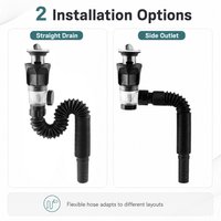 1-5Pcs Kitchen Sink Drain Kit Drain Stopper Flexible Hose ABS Body Stainless Steel Top Side Outlet Basin Drain Pipe Set