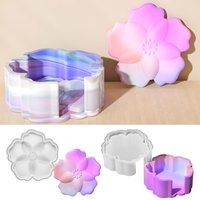 Flower Shape Coaster Plaster Silicone Mold DIY Crafts Cup Mat With Storage Box Crystal Epoxy Resin Molds Creative Home Ornament