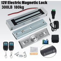 1 SET Electric Magnetic Lock Gate Opener Suction Holding Force 300Lbs Door Entry Access with 2 Remote Controls