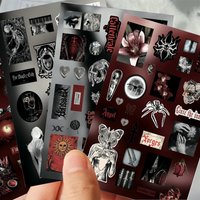 8sheets Raven Feather Funeral Die-Cut Sticker Dark Gothic Style Decoration Collage Material Scrapbooking Junk Journal Stationery
