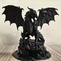 Winged Dragon Statue 3D Printed Black Mythical Beast Figure DIY Hand Painting Desktop Ornament Home Decor Gift For Men