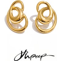 Yhpup Glossy Stainless Steel Geometric Hollow Stud Earrings New Metal Daily Fashion Versatile Attractive Jewelry Prevent Allergy