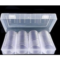 40mm Coin Storage Box Clear Round Plastic Coin Capsule Container Empty Storage Box Holder Case 60Pcs Panda Coin Round Boxes