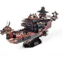 Color Royal Dragon Boat 3D Metal Puzzle DIY Chinese Style Ship Assembled Model China Chic Ornaments Jigsaw Puzzle Creative Gifts
