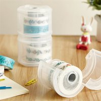 2pcs Plastic Clear White Masking Tape Dispenser Washi Tape Holder Desk Accessories Adhesives Tape Storage Box Kawaii Stationery