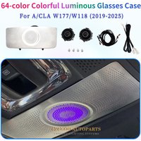 Upgraded 64-Color LED Luminous Glasses Box Cover with Ambient Lighting Compatible for Mercedes-Benz New A/CLA-Class W177 W118