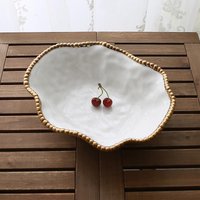 European Style Ceramic Pearl Plate White Fruit Candy Nuts Dishes Irregular Home Breakfast Salad Dessert Plate Kitchen Utensils