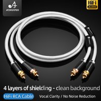 ATAUDIO One Pair HiFi RCA Cable Hi-end 7N OCC and Silver Mixed Core 2RCA Male to Male Wire for CD Amplifier Mixer Cable
