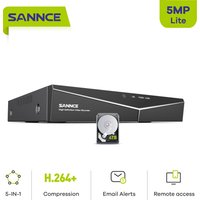 SANNCE 8CH 5MP-N Super HD CCTV DVR H.264+ Surveillance Digital Video Recorder for 2mp/3mp/5MP Anolog Camera