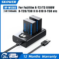 SKOWER np-w126/w126s Camera Battery Dual Charger for fujifilm X100F X-Pro1 X-T1/T30 X-A1/A2/A3/A10 X-E1 X-E2/E3 X-M1 XS10 XT50