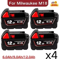 Original für Milwaukee M18 Elektrowerkzeug-Akku, Ladegerät, BR, XC, 18V, 12000mAh M18B5, 48-11-1860, Eingebauter 21700 Akku