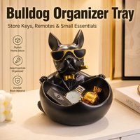 French Bulldog Organizer Tray Resin Dog Statue Key Holder Desktop Storage Bowl for Entryway Remote Snacks Home Decor Gift
