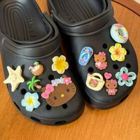 13PCS Cute Tropical Hello Kitty Shoes Charms Set Beach Coconut Flower Shoe Accessories PVC Clog Decorations for Sandals
