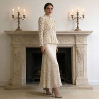 Elegant Embroidered Fish Tail Skirt Set High Waist Short Sleeve Long Sleeve Women's Fashion Ensemble for Banquet Autumn Spring