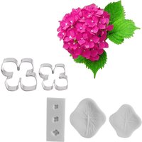 5pcs Hydrangea Flower Veiner Silicone Molds Stainless Steel Cutter Mould Petal Fondant Cake Decorating Tool DIY Handmade CS421